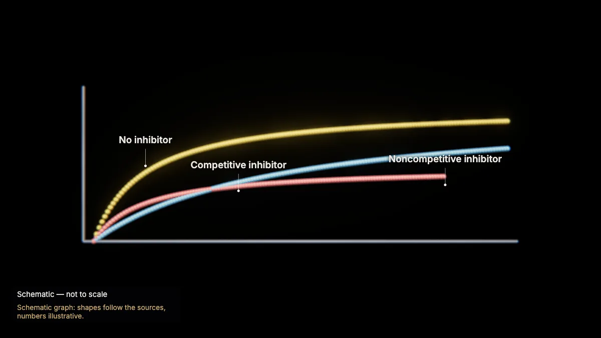 Labeled 3D model: how inhibitors change the rate
