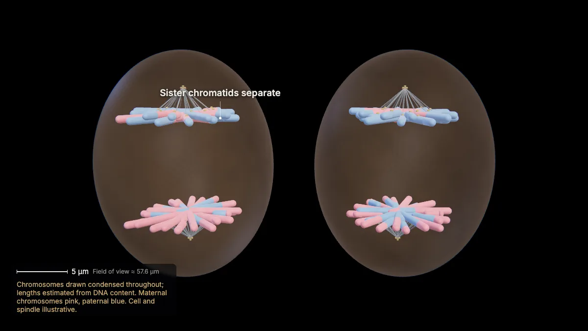 Labeled 3D model: anaphase ii