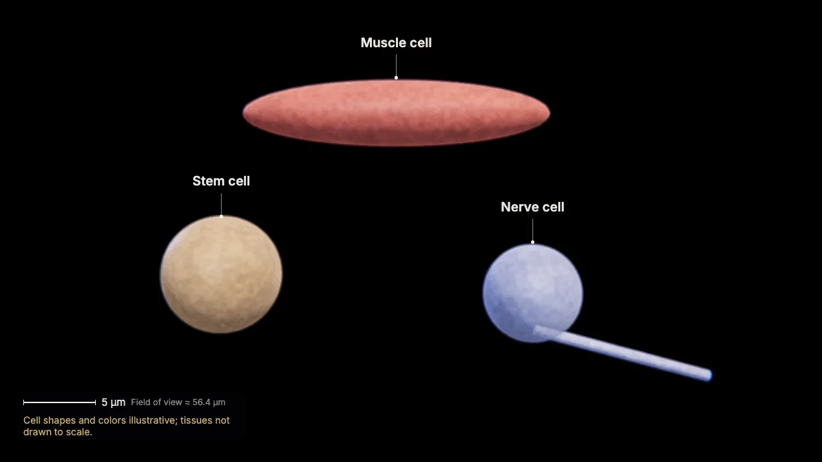 Labeled 3D model: growth and differentiation