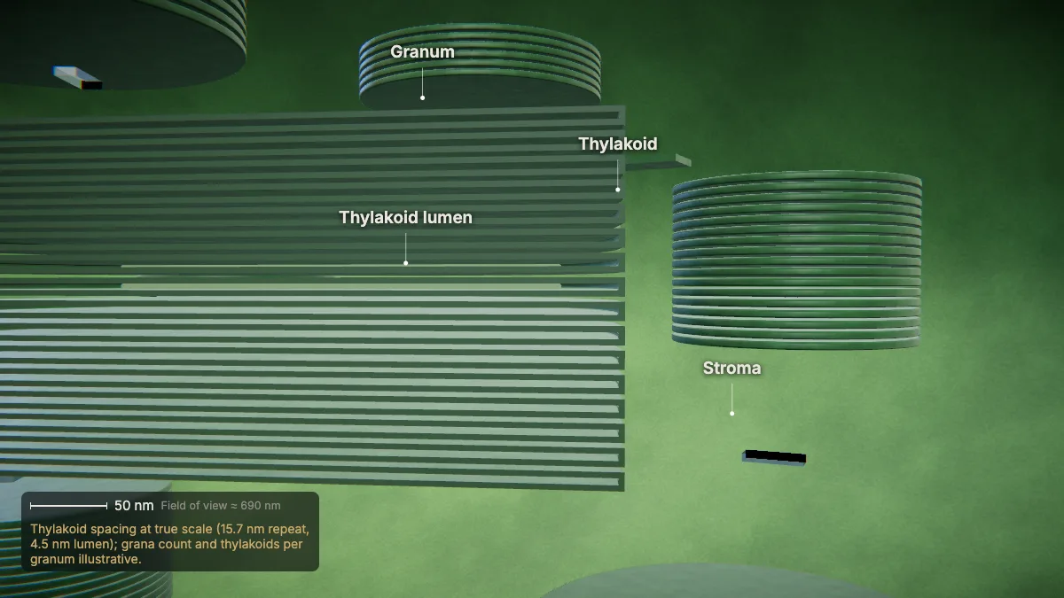 Labeled 3D model: inside the chloroplast